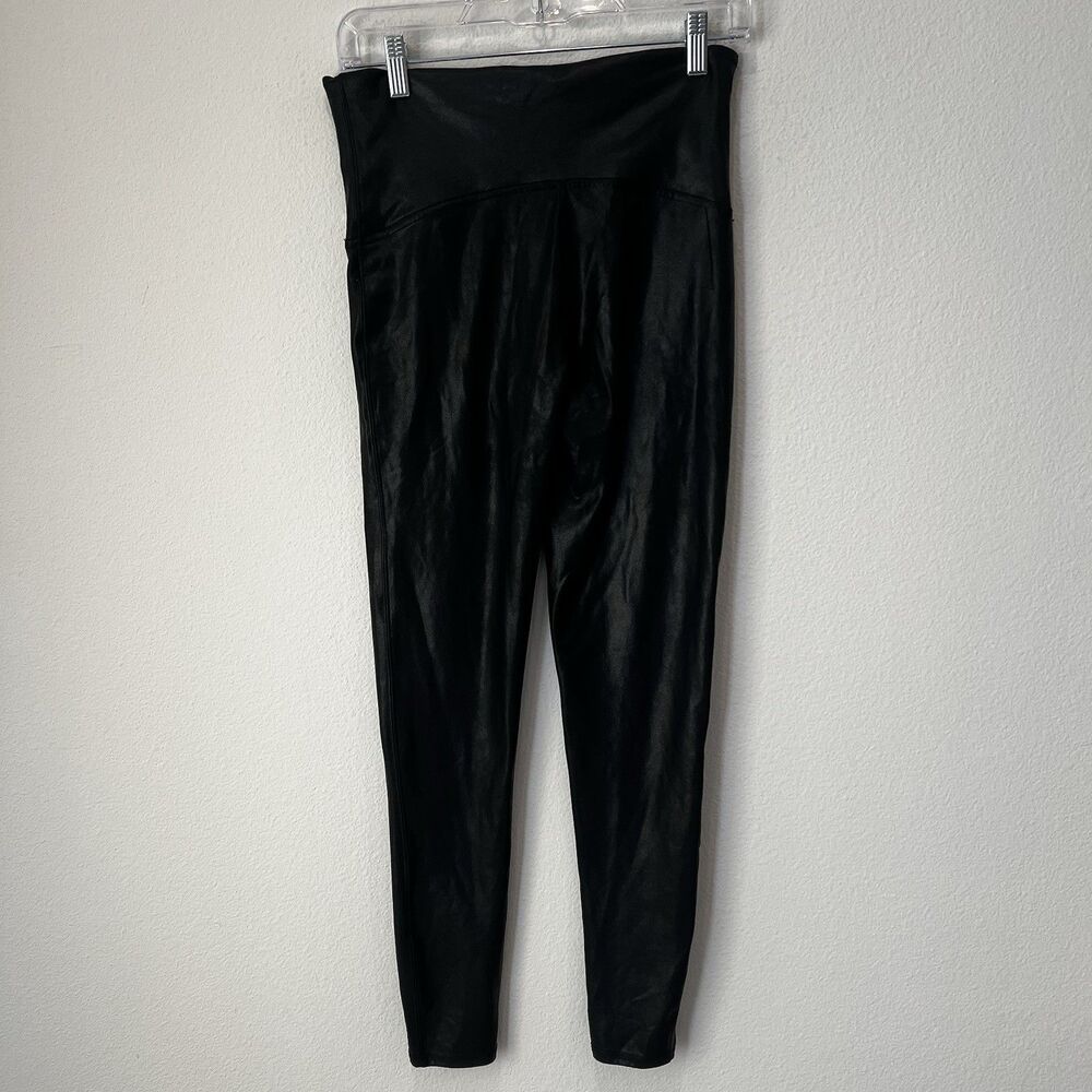 Spanx Leggings Women's Size XL Pull On Ankle Length Black Faux Leather - Picture 4 of 9
